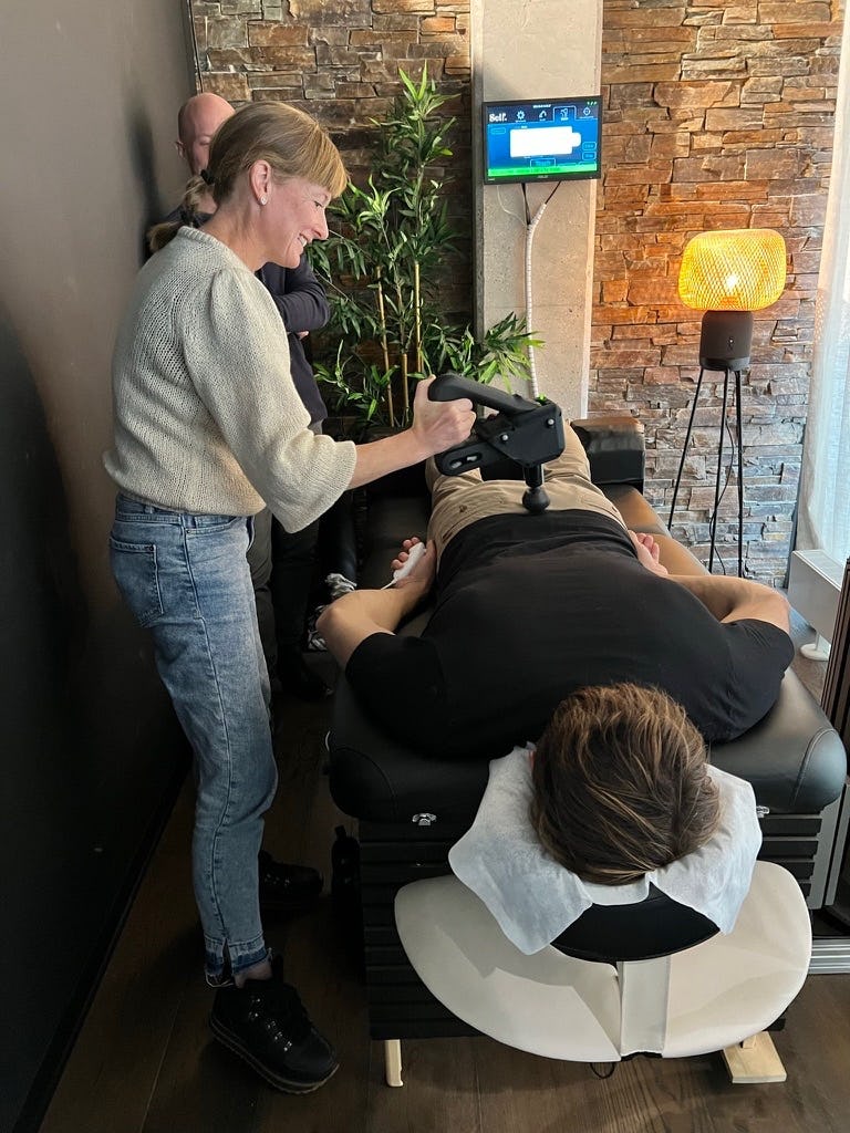 Pia Jensen giving Self massage to Christian Madsen